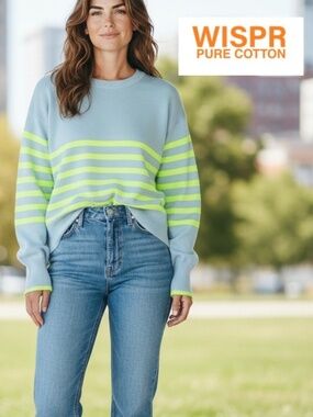 WISPR  neon green stripe sweater, M,  CB2648
